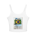 Brazil Flag Stamp Crop Tank Top — Women's Spaghetti Strap Brazil Tee