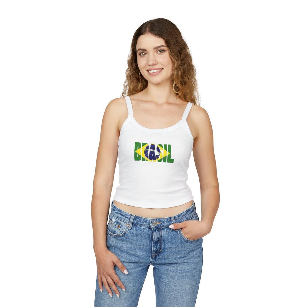 Brazil Flag Crop Tank Top — Women's Spaghetti Strap Brazil Tee