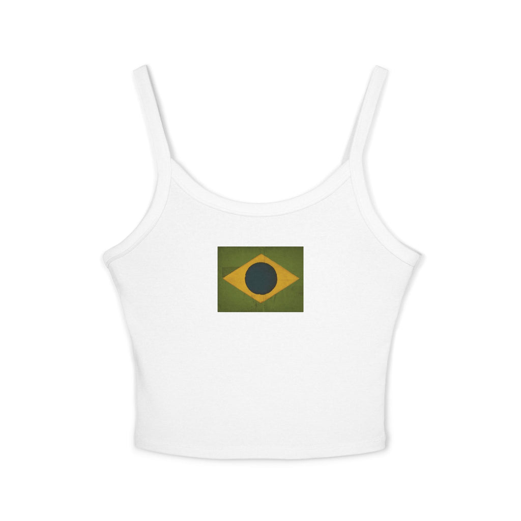 Brazil Flag Spaghetti Strap Tank Top — Women's Tropical Patriotic Crop