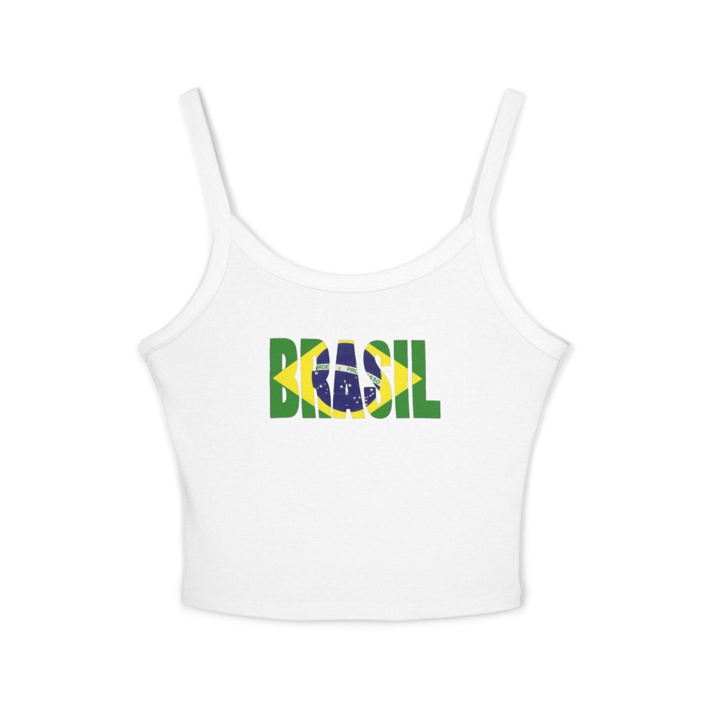 Brazil Flag Crop Tank Top — Women's Spaghetti Strap Brazil Tee