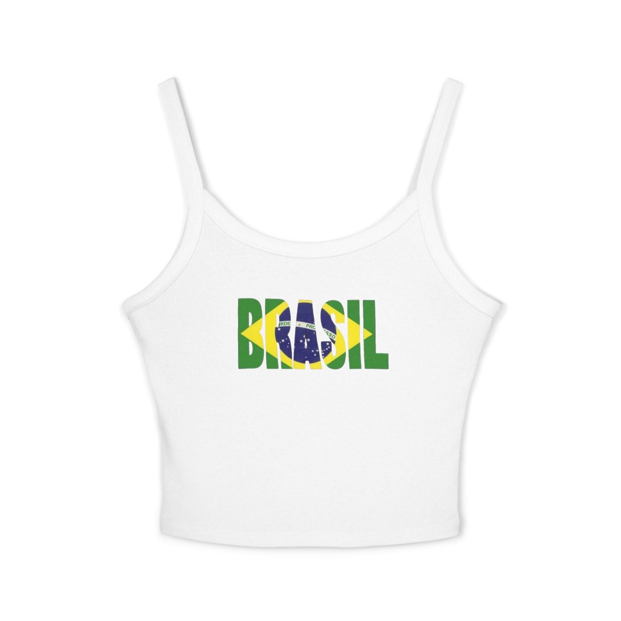 Brazil Flag Crop Tank Top — Women's Spaghetti Strap Brazil Tee